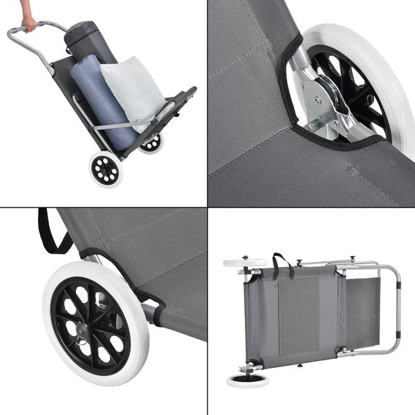 Napozóágy napellenzővel és görgőkkel két darabos szett sötétszürke [casa.pro]