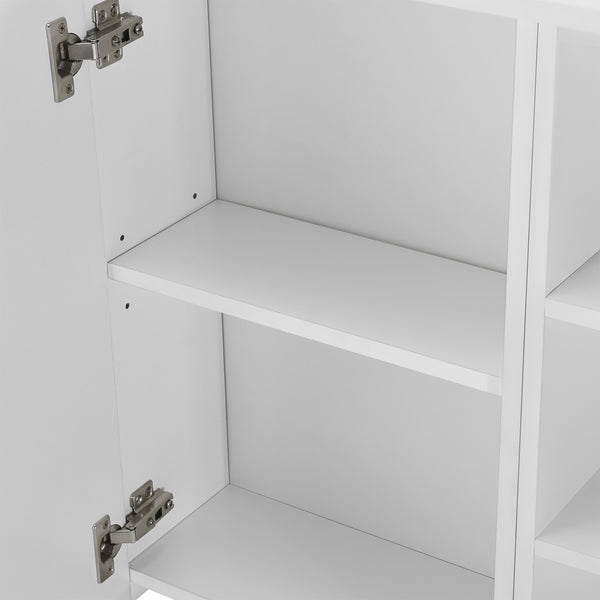 Fürdőszobai fali szekrény Harstad 6 polccal és tükrös ajtóval fehér [en.casa] 