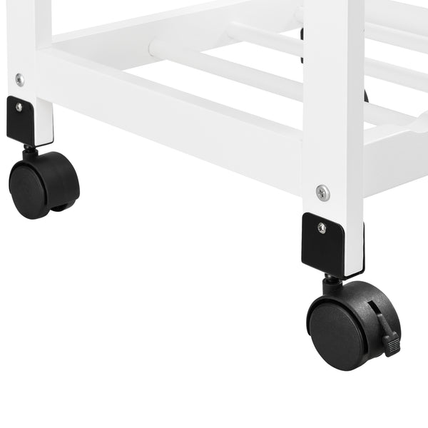Gurulós konyhai zsúrkocsi ABNI-7905 egy fiókkal és 3 polccal fehér/natúr fa [en.casa]