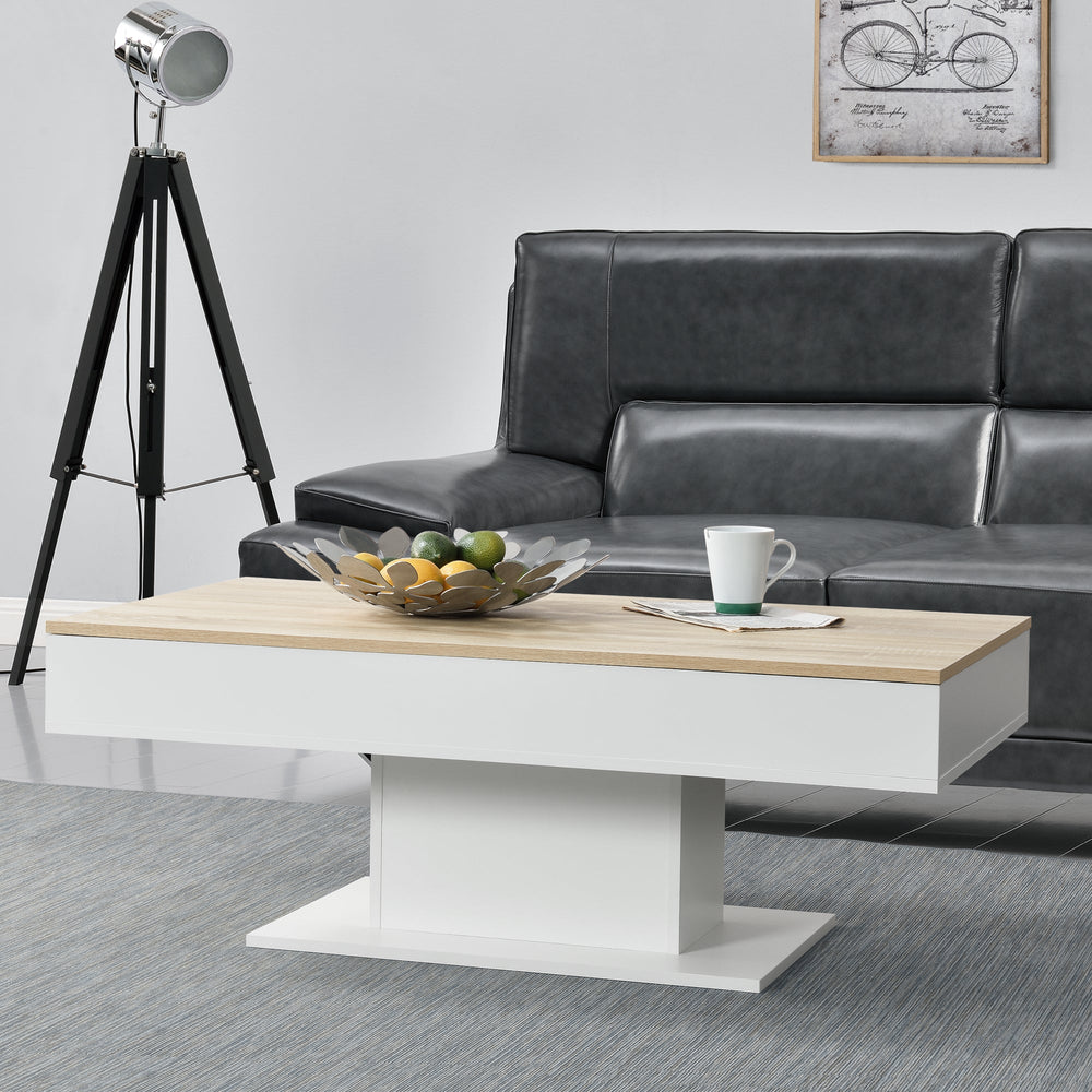 Dohányzóasztal Lünen 40x110x60cm 2 tárolórekesszel tölgyhatás fehér en.casa - premiumXL