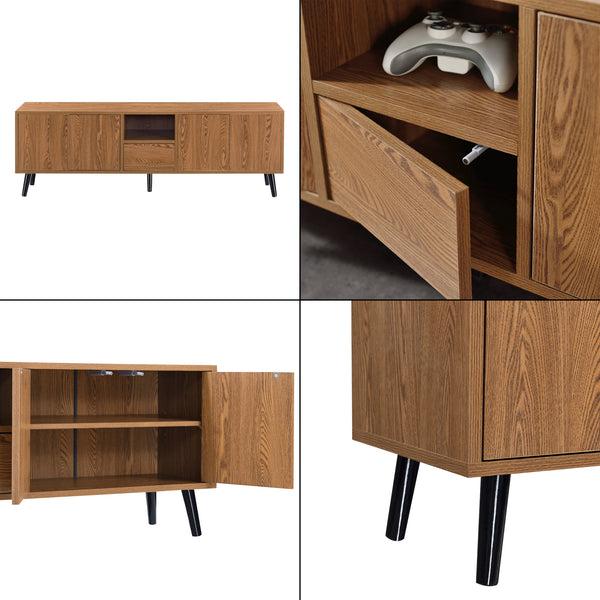 TV szekrény Hedemora 5 szekrényajtóval fa-hatású sötét árnyalat [en.casa] 