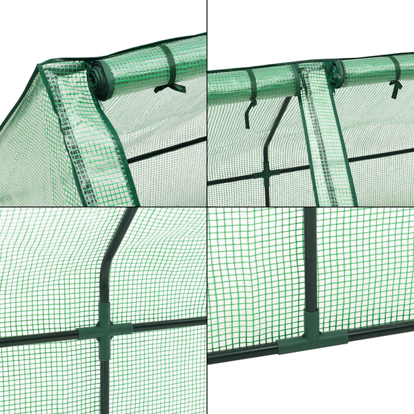 Mini fóliasátor Höflein 240x90x90 cm acél váz/polietilén hálós fólia zöld [en.casa]