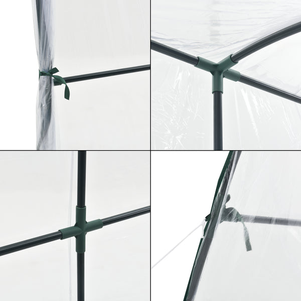 Falhoz helyezhető fóliasátor Juta 100x200x215 cm acél/PVC áttetsző [en.casa]