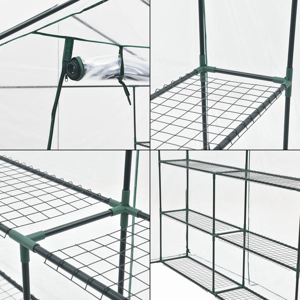 Fóliasátor Grünau 200 x 200 x 220 cm acél PVC fólia átlátszó [en.casa]