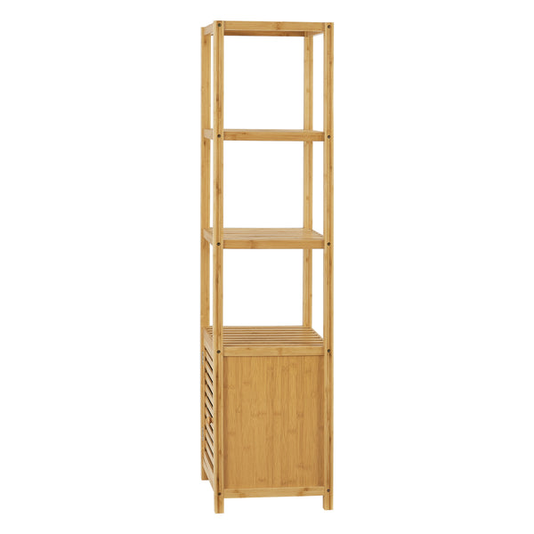 Bambusz szabadon álló polc szekrényajtóval és 4 polccal Liminka  [en.casa] 