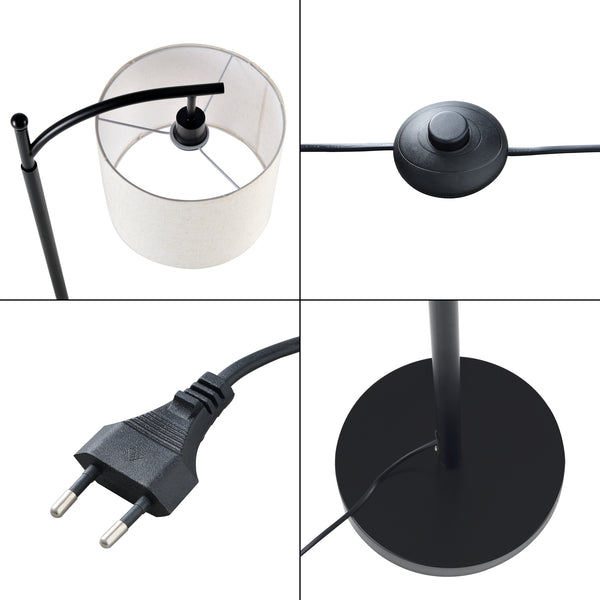 Állólámpa Coventry 1 x E27, max. 60W fém/poliészter fekete/bézs 180 cm [lux.pro] 
