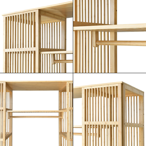 Gardróbszekrény Hudiksvall 2 tolóajtóval bambusz natúr [en.casa]