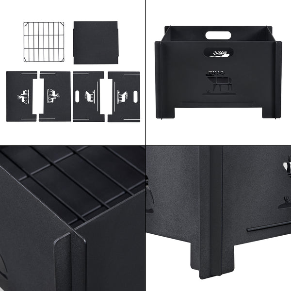 Kerti tűzrakóhely Etnedal 25 x 40 x 40 cm fém fekete [casa.pro]