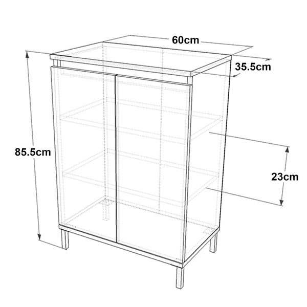 Lieksa cipősszekrény 3 polccal 85,5x60x35,5 cm szürke tölgy [en.casa]