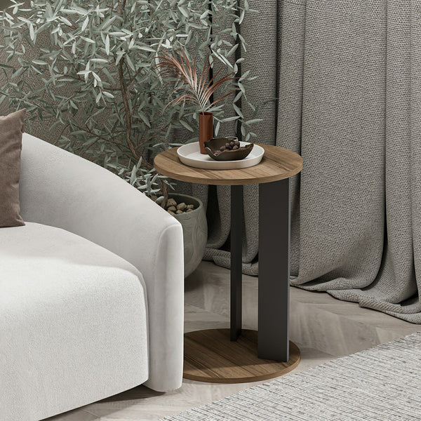 Mellékasztal Frederiksberg 64x34 cm diófa hatás / antracit [en.casa]