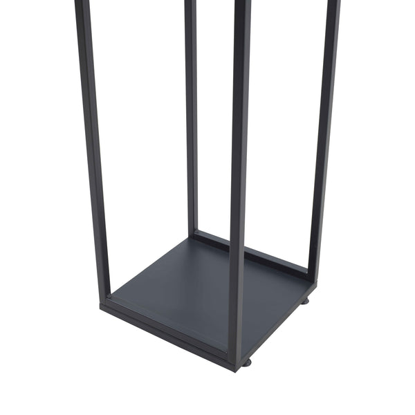 Tűzifaállvány Tornved acél 35x35x120 cm fekete [en.casa]