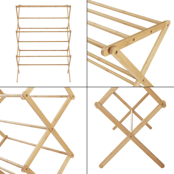 Összecsukható ruhaszárító állvány Grinau bambusz [en.casa]
