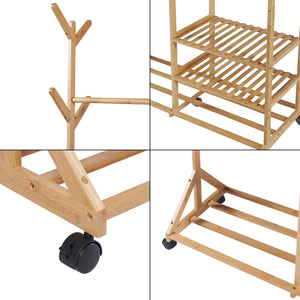 Gurulós ruhatartó állvány Ikaalinen bambusz [en.casa]