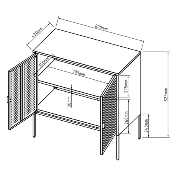 Kétajtós komód Castelli 82,5 x 80 x 40 cm acél fehér [en.casa]