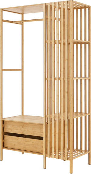 Ruhatartó állvány Varanger 185x100x45cm bambusz [en.casa]