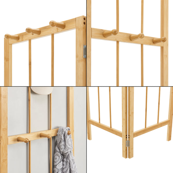 Előszoba sarokpanel Hyllestad 165,5x92x8cm bambusz [en.casa]