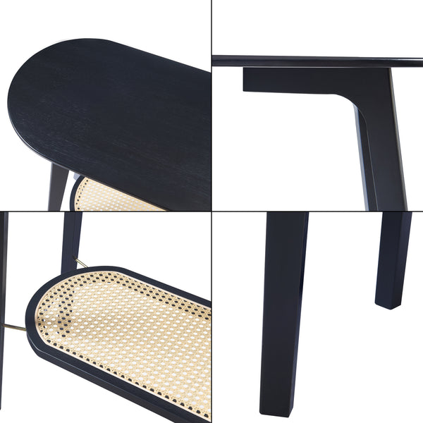 Konzolasztal Taivalkoski 100x35x80 cm fekete/rattan-hatású [en.casa]