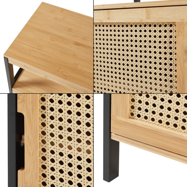 Bambusz midi szekrény Tervola 80x40x35cm fekete/natúr [en.casa]