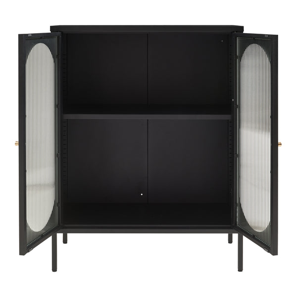 Vitrines komód Karlskrona 102x80x40 cm fekete, matt [en.casa]