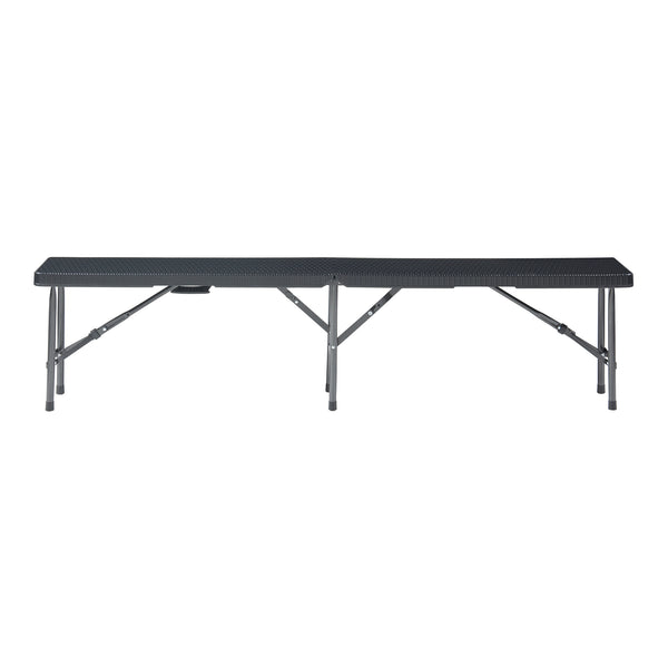 Összecsukható kemping pad 2 darabos szett Mark 180x25x43 cm rattan-hatású fekete [en.casa]