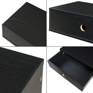 Fali polc fiókkal Stor 65x30x15 cm fekete [en.casa]