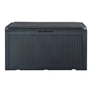 Kerti tárolóláda Atella 122x54,5x65cm fekete, rattan hatású [casa.pro]