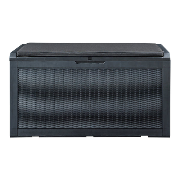 Kerti tárolóláda Atella 122x54,5x65cm fekete, rattan hatású [casa.pro]