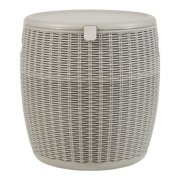 Kerti hűtőláda és ülőke Avetrana 44x Ø40 cm világosbarna [casa.pro]