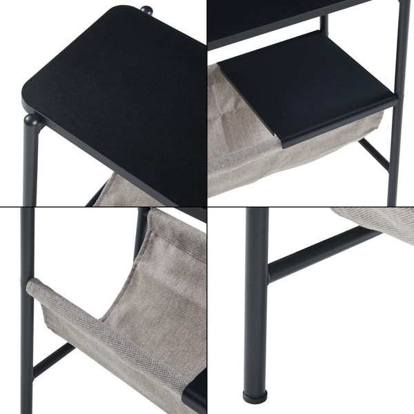 Kisasztal Samnanger 60x28x53cm fekete [en.casa]