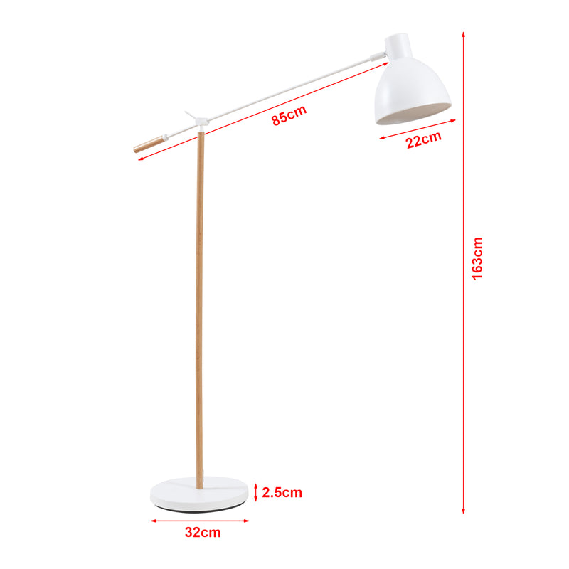 Méretrajz Állólámpa Banchory fém 163 cm fa hatású/fehér [lux.pro]