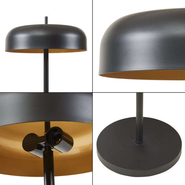Állólámpa Barton 2 foglalatú fém 159 cm fekete [lux.pro]