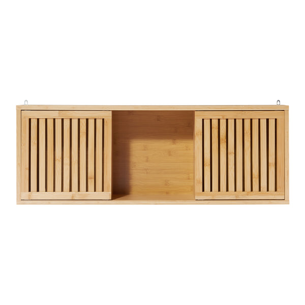 Fali polc Ypäjä 93x20x33 cm bambusz [en.casa]