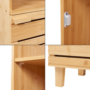 Fürdőszobai magas szekrény Epind 180x33x30 cm bambusz [en.casa]