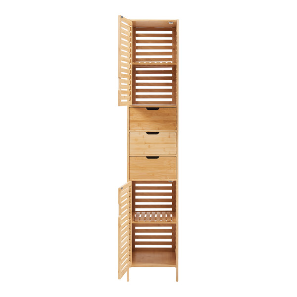 Fürdőszobai szekrény Boksereys 180x35x35 cm bambusz [en.casa]