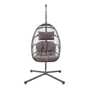 Függőfotel Edeng állvánnyal 196x110x95 cm szürke [en.casa]