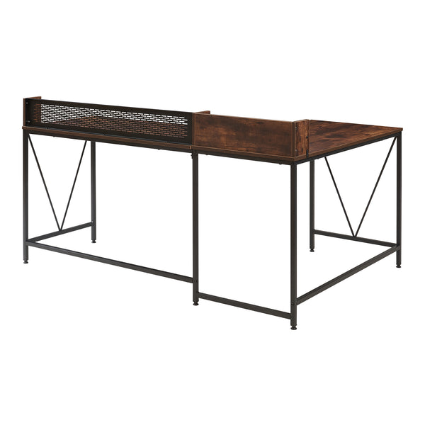 Íróasztal Frelvepirg magasított hátlappal L-alakú 165x110x75 cm diófa hatású [en.casa]