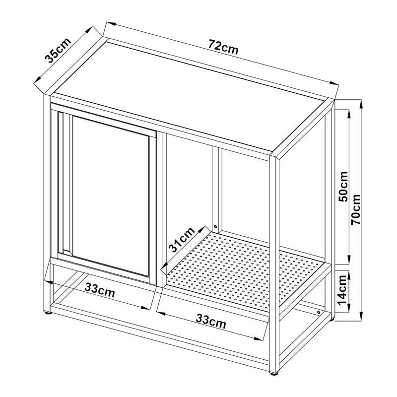 Méretrajz Komód Burlöv acél 70x72x35 cm szürke/fehér [en.casa]