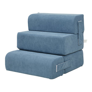 Kisállat lépcső Joelerhatra 4 részes 45x50x45 cm kordbársony kék [en.casa]