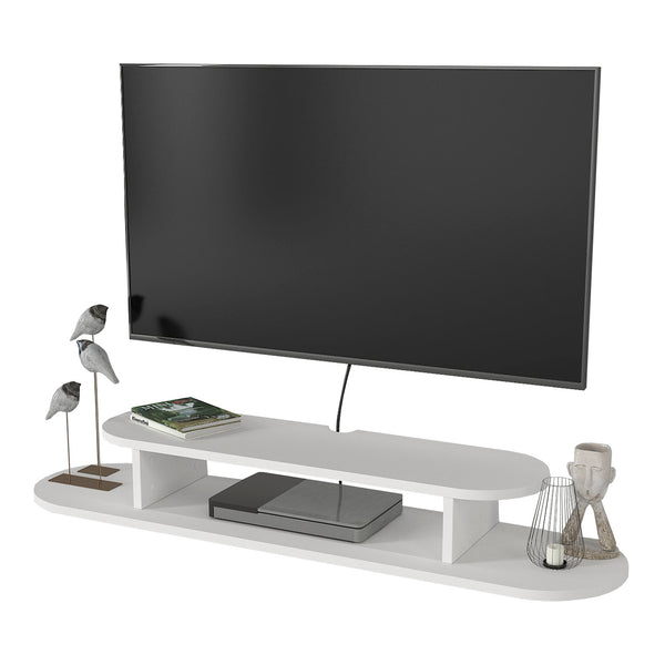TV állvány falra Targema 120x30x16 cm fehér [en.casa]