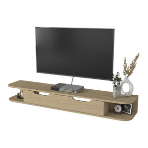Falra szerelhető TV-állvány Karjali 150x30x19 cm tölgyfa hatású [en.casa]