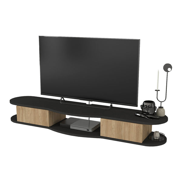 Falra szerelhető TV-állvány Nyskiri 150x35x19 cm antracit/tölgyfa hatású [en.casa]
