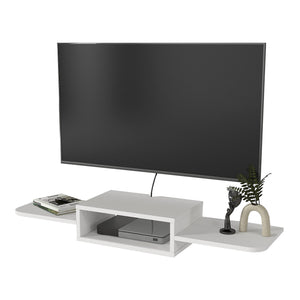Falra szerelhető TV állvány Tar 115x30x16 cm fehér [en.casa]