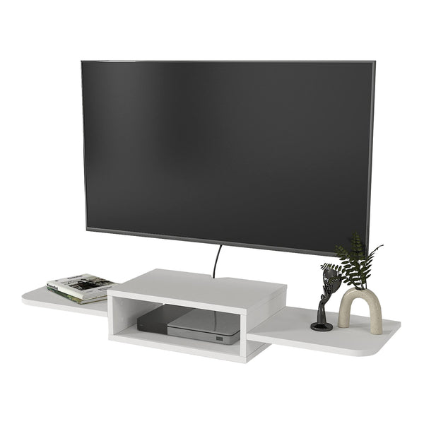 Falra szerelhető TV állvány Tar 115x30x16 cm fehér [en.casa]