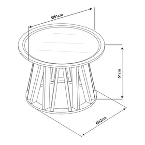 Kisasztal Burgess 51xØ51 cm fekete/diófa hatású [en.casa]