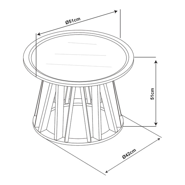 Kisasztal Burgess 51xØ51 cm fekete/diófa hatású [en.casa]