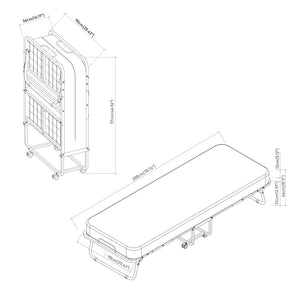 Fém összecsukható ágy Borjavle matraccal 200x90cm fekete [en.casa]