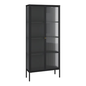 Vitrines szekrény Vinterhavn 180x80x35 cm acél fekete [en.casa]