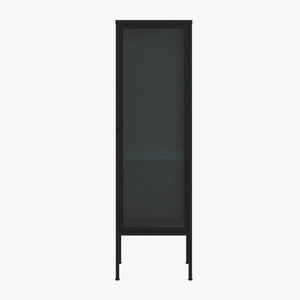 Vitrines szekrény Borshavisa 116x34x30 cm acél fekete [en.casa]