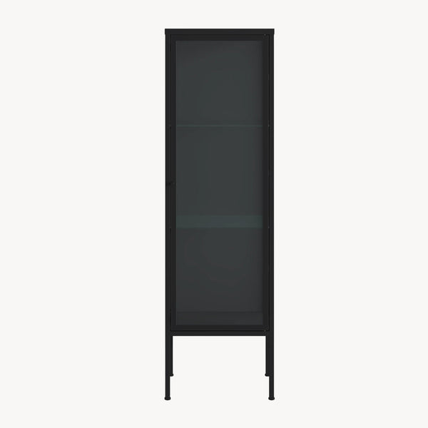 Vitrines szekrény Borshavisa 116x34x30 cm acél fekete [en.casa]