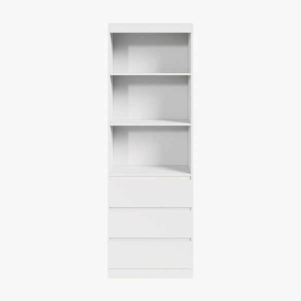 Könyvespolc Les 3 fiókkal 180x60x35 cm fehér [en.casa]